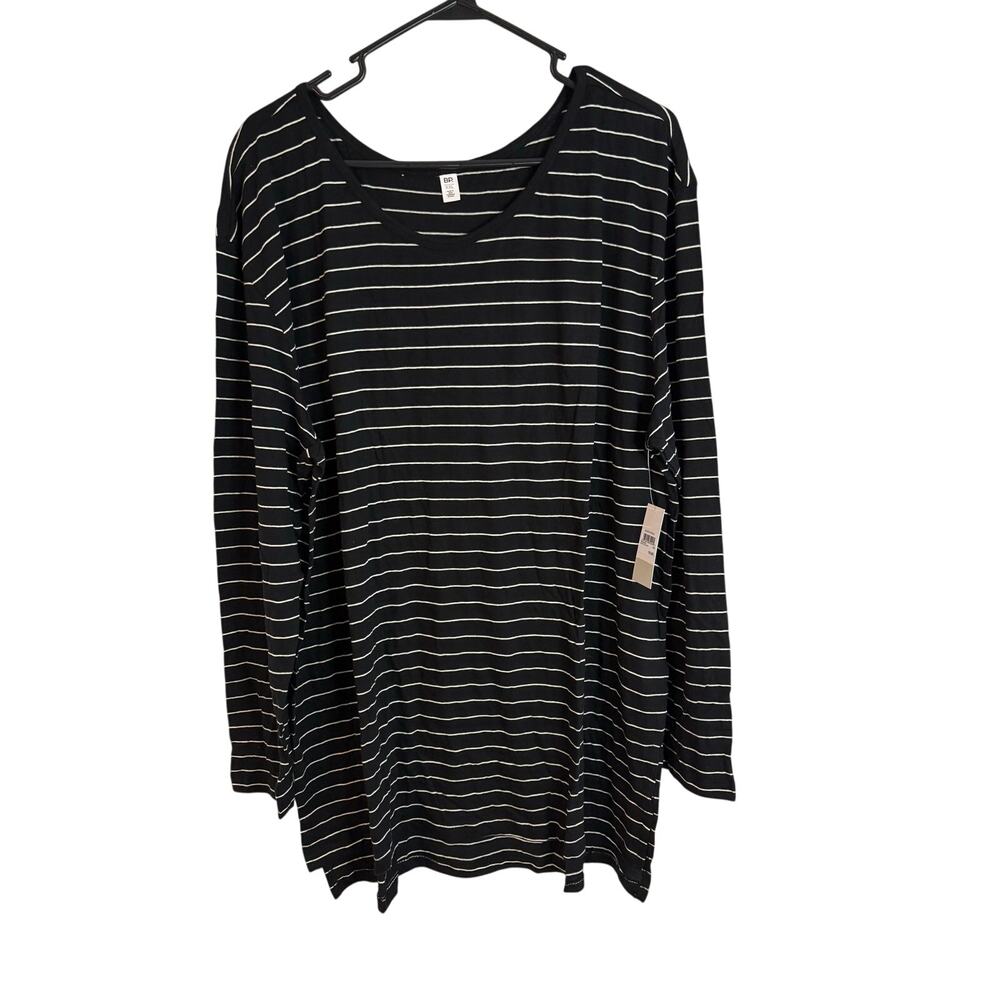 BP Nordstrom Long Sleeve Tee Womens Size XXL Black White Stripe NWT NEW